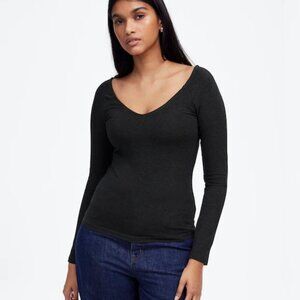 NWT Madewell Jersey Double V-Neck Long-Sleeve Top - Size: Medium